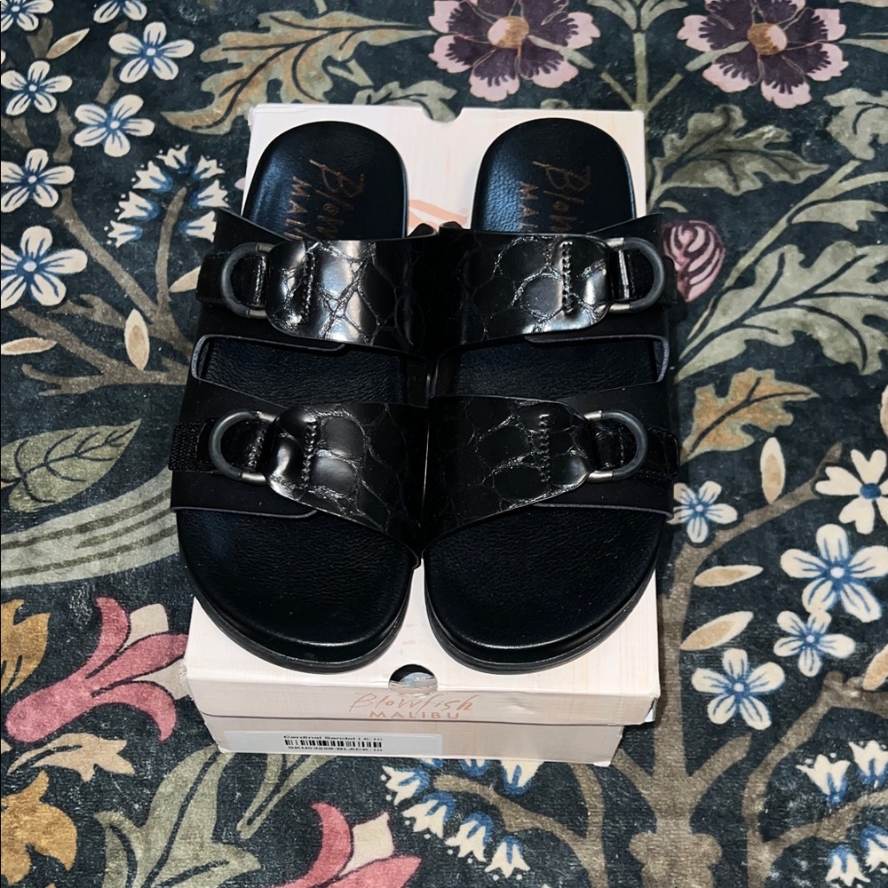 Black Buckle Strap Sandals